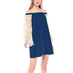 Cover Girl off shoulder lace sleeve dress, small